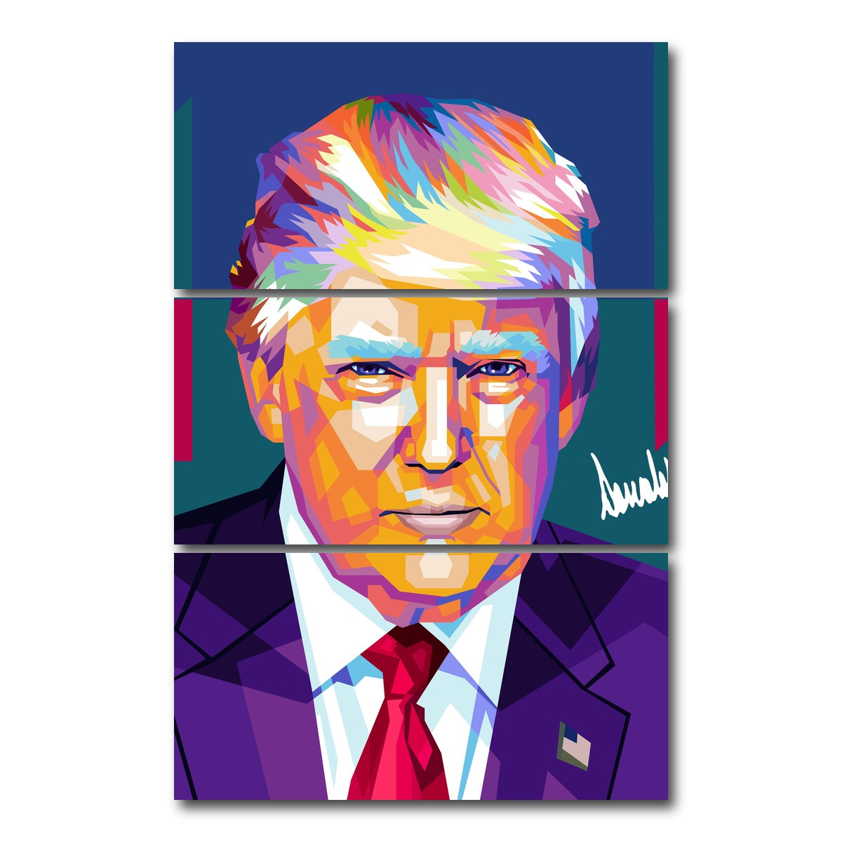 AUTO-MOCKUP WHITE | Donald Trump | 3 Piece | Gallery Wrap Canvas | group=12x24_stacked