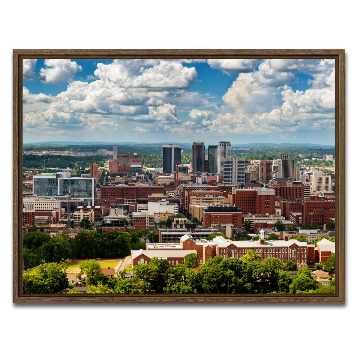 AUTO-MOCKUP WHITE | Downtown Birmingham | 1 Piece | Walnut Framed Canvas | group=4x3