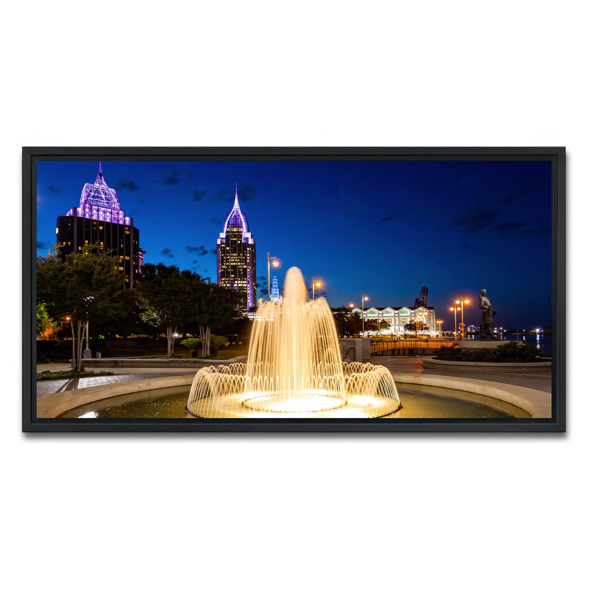 AUTO-MOCKUP WHITE | Downtown Mobile - Fountain | 1 Piece | Black Framed Canvas | group=2x1