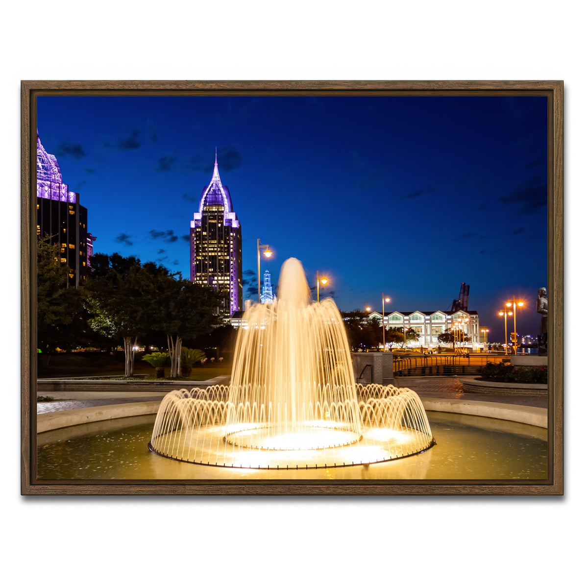 AUTO-MOCKUP WHITE | Downtown Mobile - Fountain | 1 Piece | Walnut Framed Canvas | group=4x3