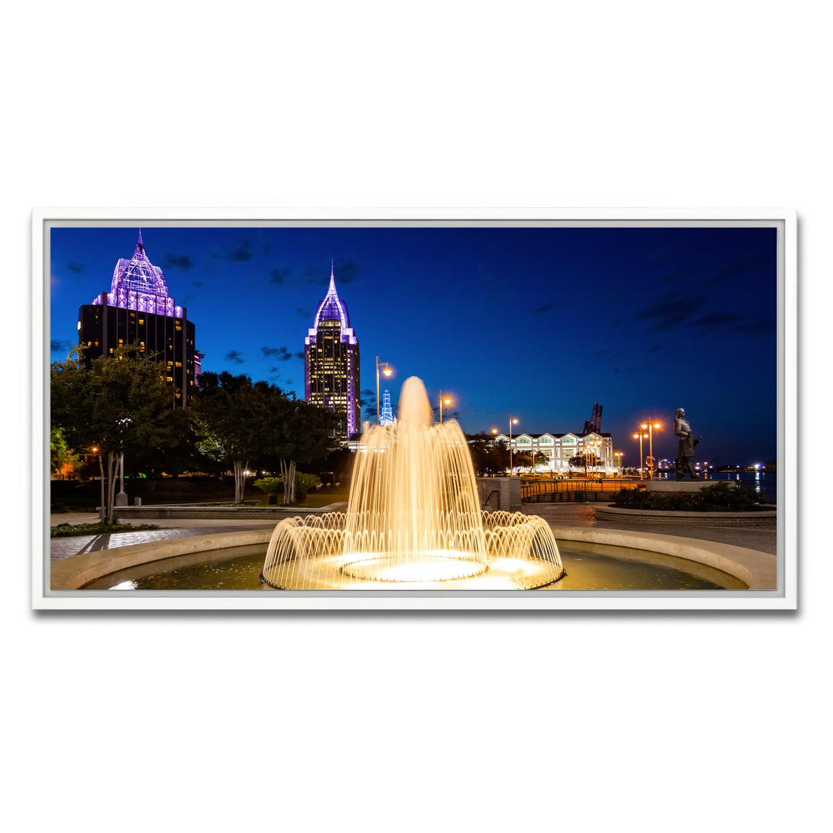 AUTO-MOCKUP WHITE | Downtown Mobile - Fountain | 1 Piece | White Framed Canvas | group=2x1