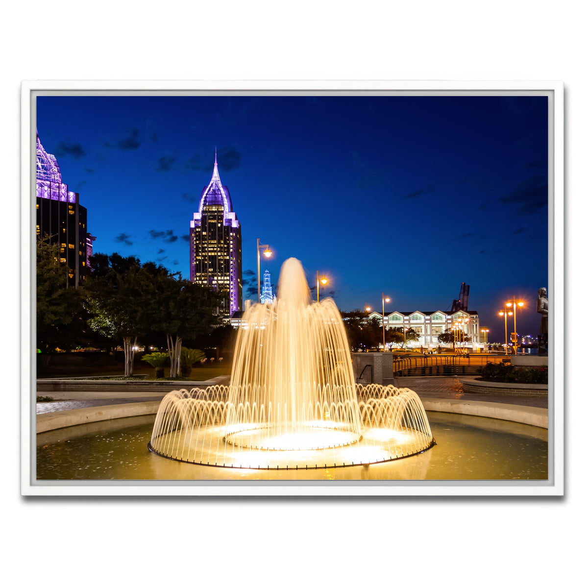 AUTO-MOCKUP WHITE | Downtown Mobile - Fountain | 1 Piece | White Framed Canvas | group=4x3