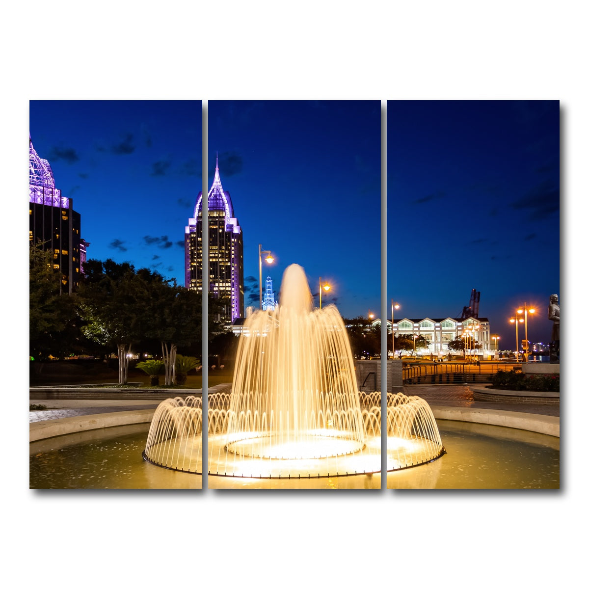 AUTO-MOCKUP WHITE | Downtown Mobile - Fountain | 3 Piece | Gallery Wrap Canvas | group=8x18