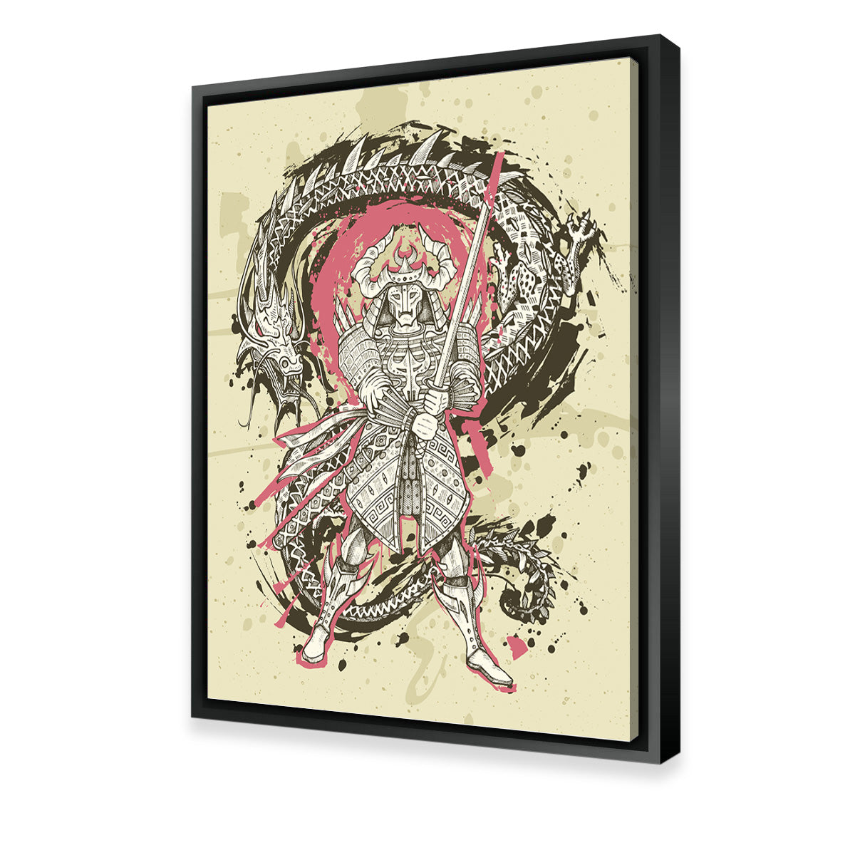 Dragon & Samurai Battle Wall Art