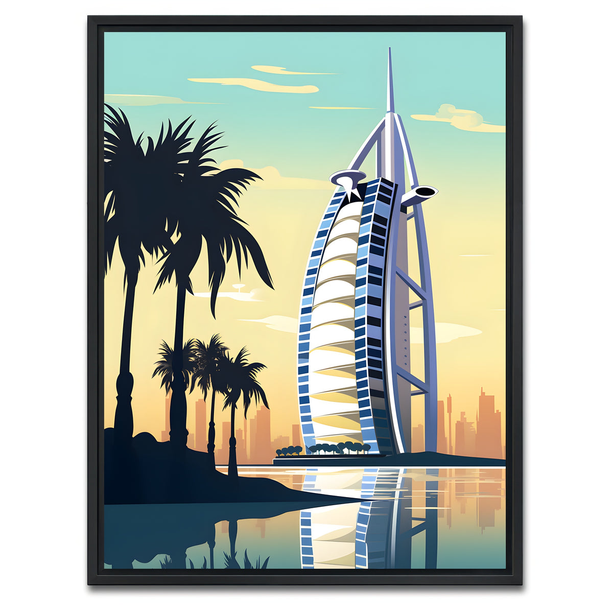 AUTO-MOCKUP WHITE | Dubai - Burj Al Arab | 1 Piece | Black Framed Canvas | group=3x4