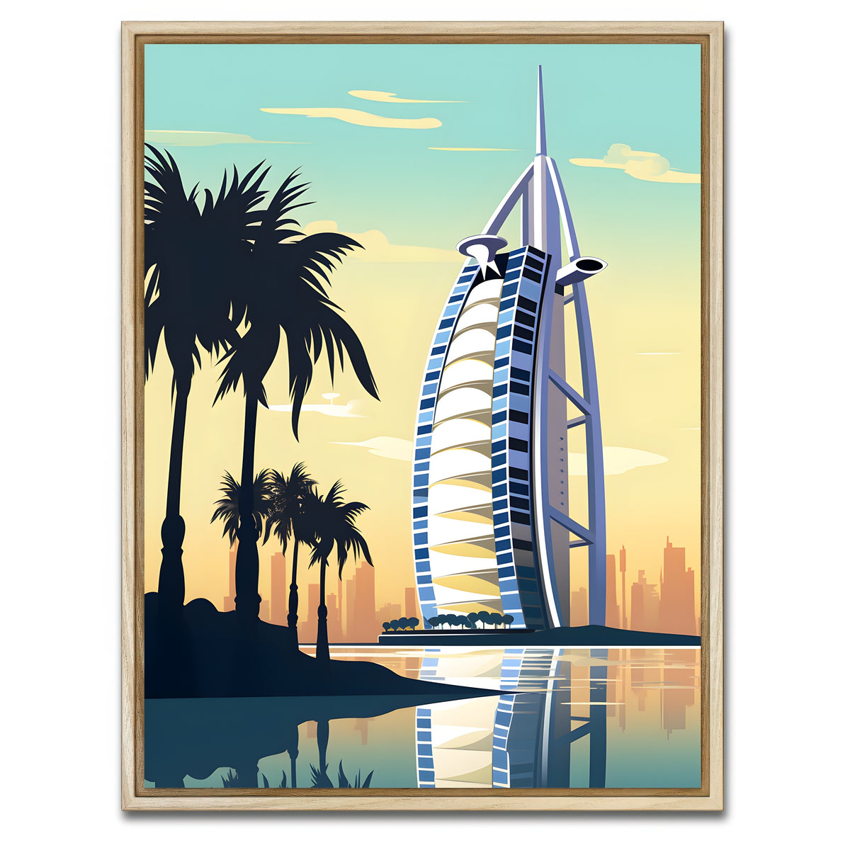 AUTO-MOCKUP WHITE | Dubai - Burj Al Arab | 1 Piece | Natural Framed Canvas | group=3x4