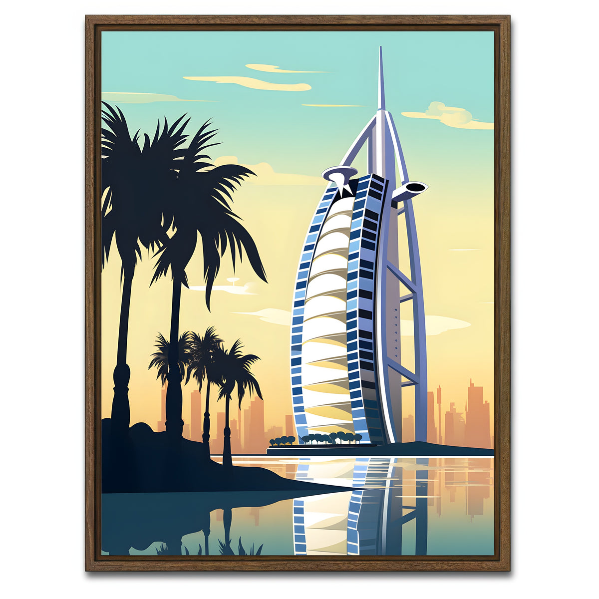 AUTO-MOCKUP WHITE | Dubai - Burj Al Arab | 1 Piece | Walnut Framed Canvas | group=3x4