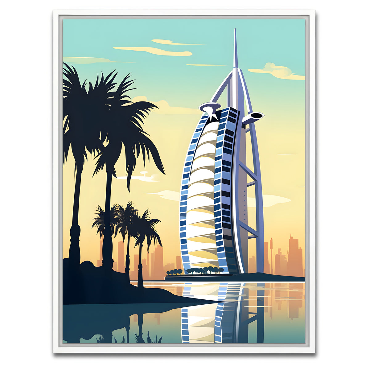 AUTO-MOCKUP WHITE | Dubai - Burj Al Arab | 1 Piece | White Framed Canvas | group=3x4