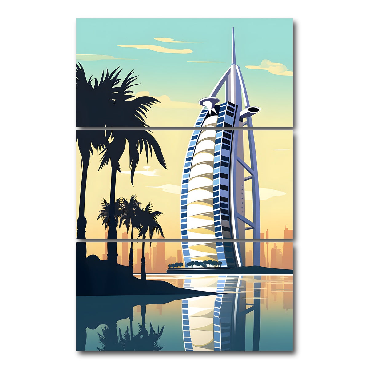 AUTO-MOCKUP WHITE | Dubai - Burj Al Arab | 3 Piece | Gallery Wrap Canvas | group=12x24_stacked