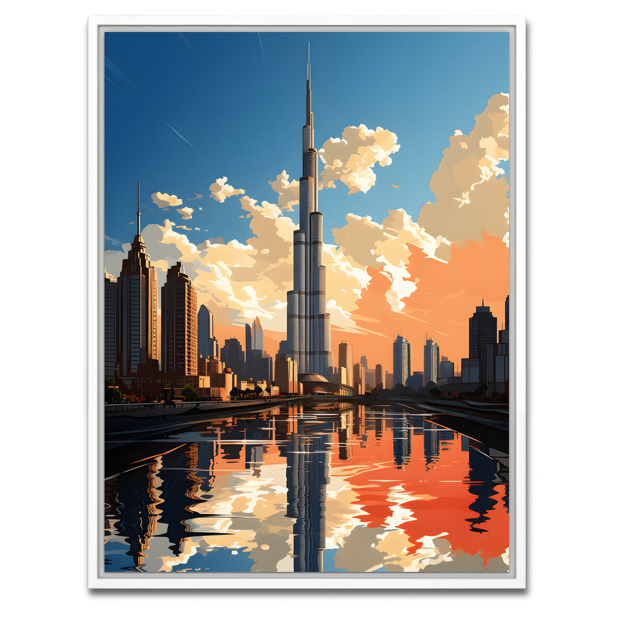 AUTO-MOCKUP WHITE | Dubai - Burj Khalifa | 1 Piece | White Framed Canvas | group=3x4