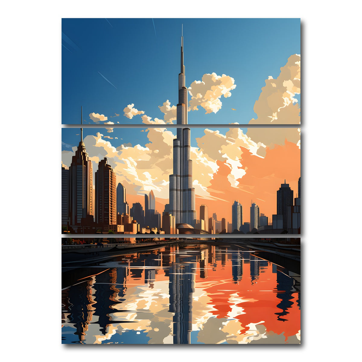 AUTO-MOCKUP WHITE | Dubai - Burj Khalifa | 3 Piece | Gallery Wrap Canvas | group=8x18_stacked