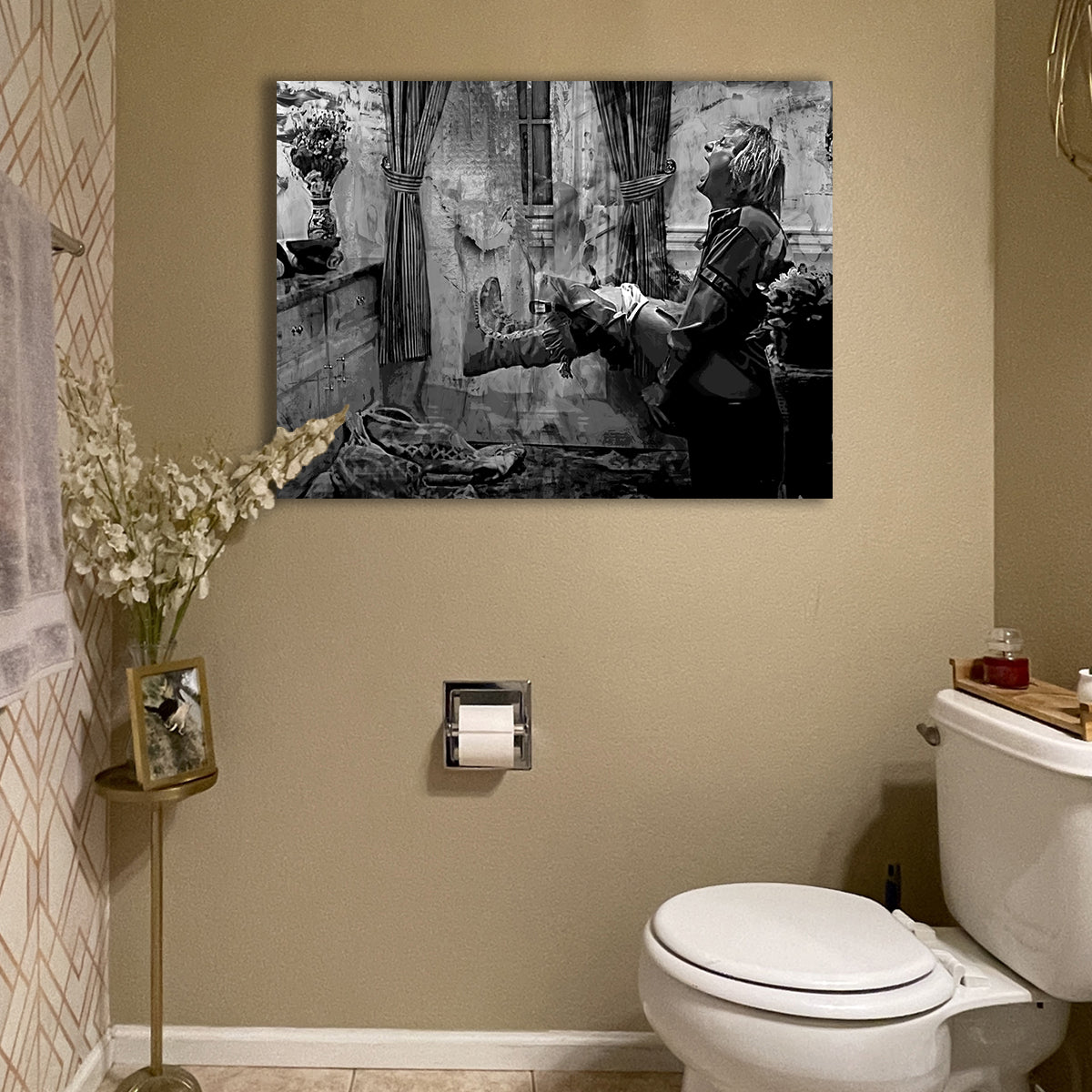 Dumb & Dumber Bathroom Decor Grayscale Wall Art