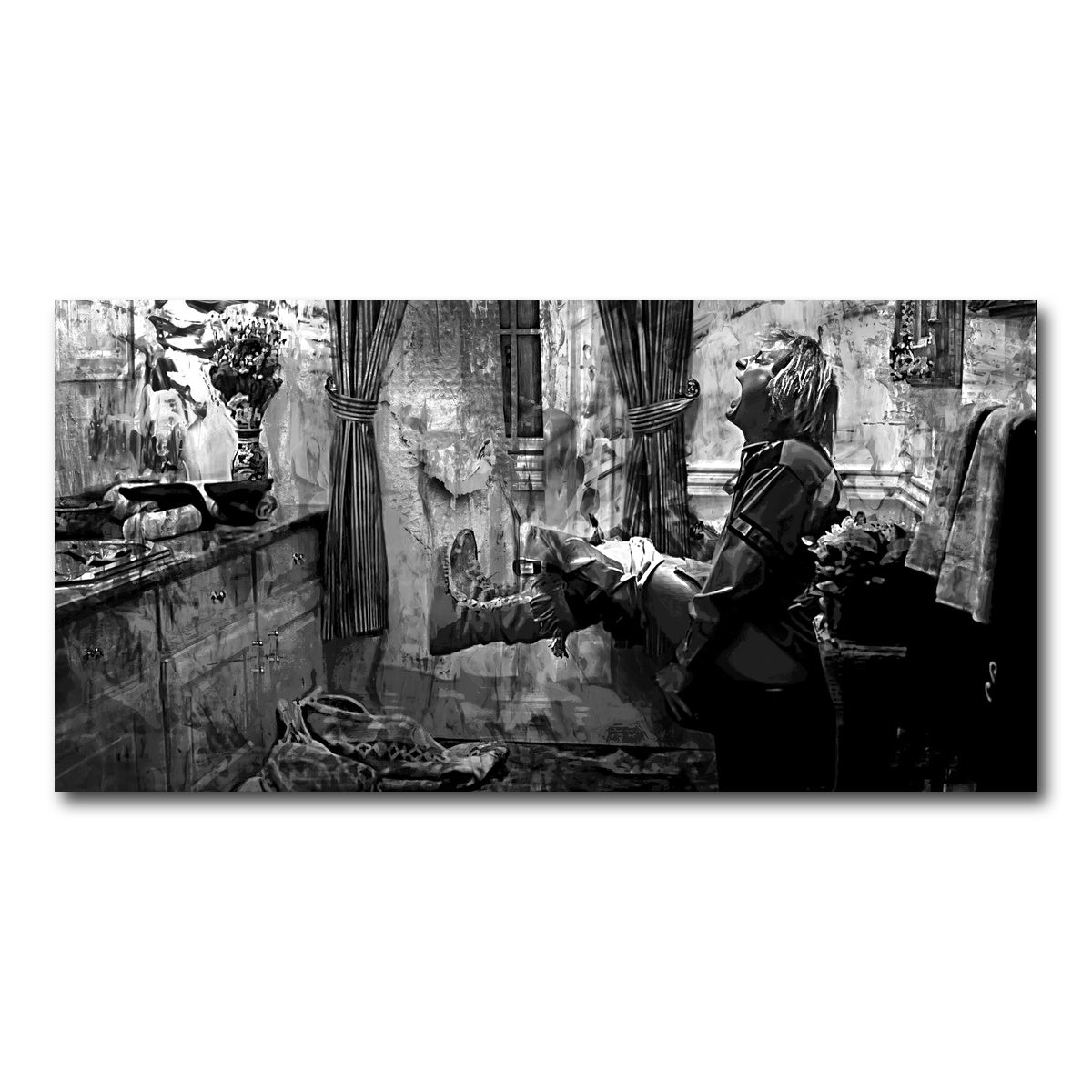 AUTO-MOCKUP WHITE | Dumb & Dumber Bathroom Decor Grayscale | 1 Piece | Gallery Wrap Canvas | group=2x1