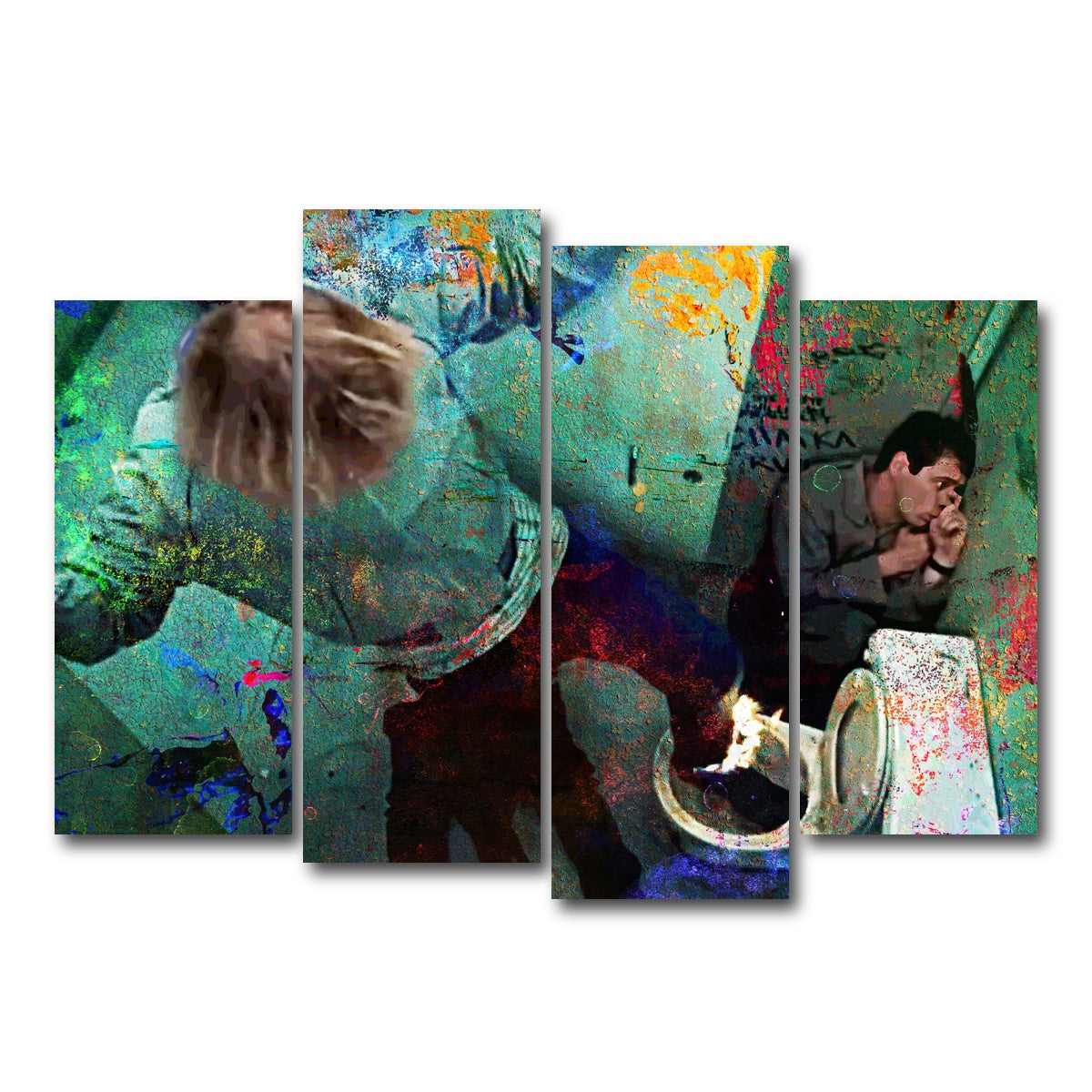 AUTO-MOCKUP WHITE | Dumb & Dumber Bathroom Stall | 4 Piece | Gallery Wrap Canvas | group=4_normal