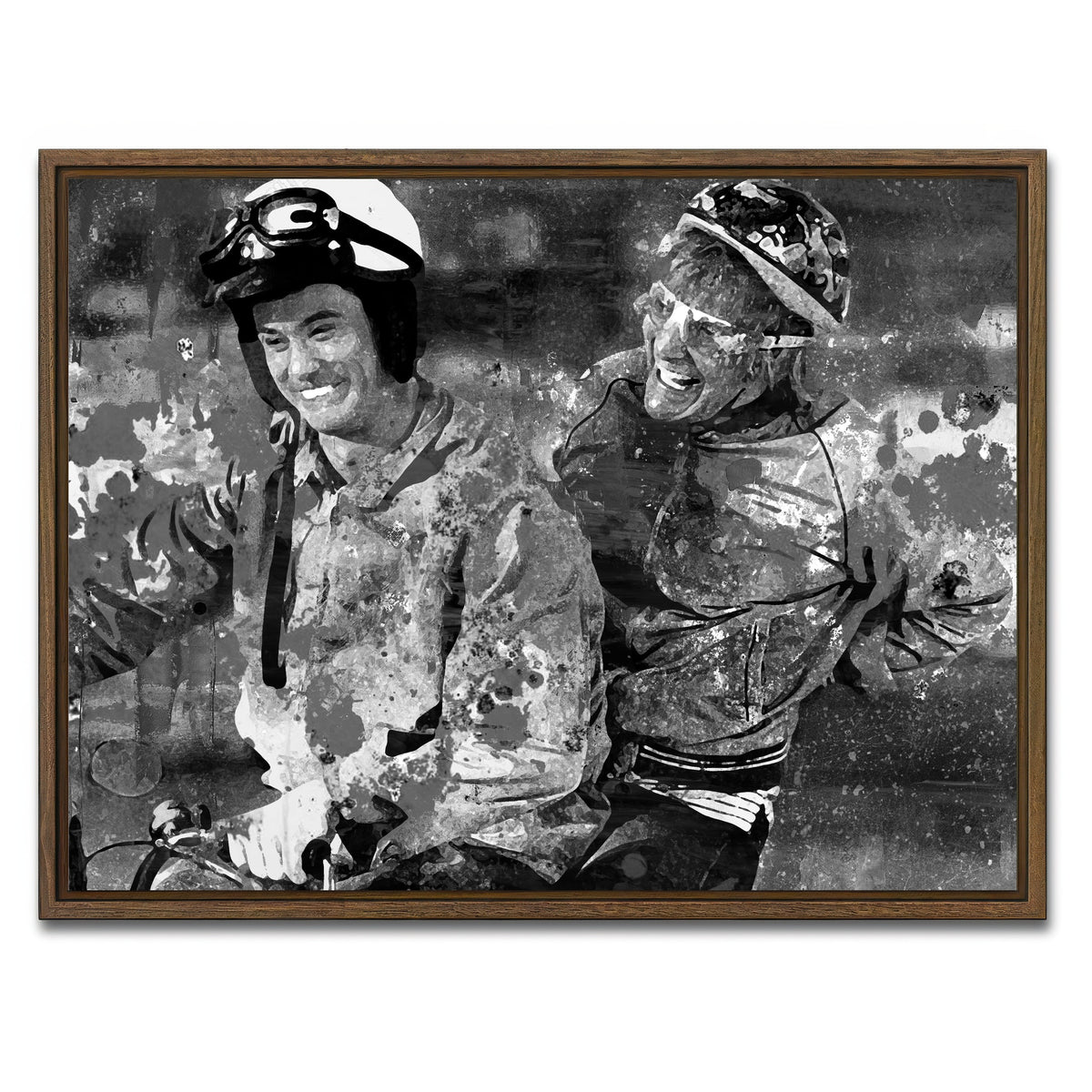 AUTO-MOCKUP WHITE | Dumb and Dumber Grayscale | 1 Piece | Walnut Framed Canvas | group=4x3