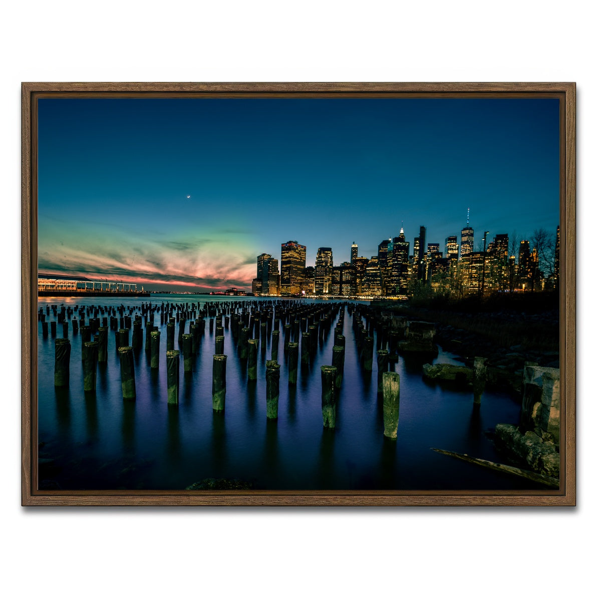 AUTO-MOCKUP WHITE | Dumbo Pier | 1 Piece | Walnut Framed Canvas | group=4x3