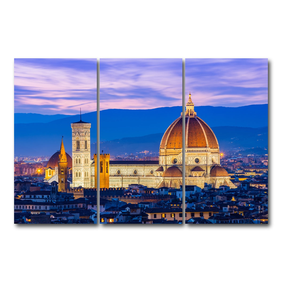 AUTO-MOCKUP WHITE | Duomo of Florence | 3 Piece | Gallery Wrap Canvas | group=12x24