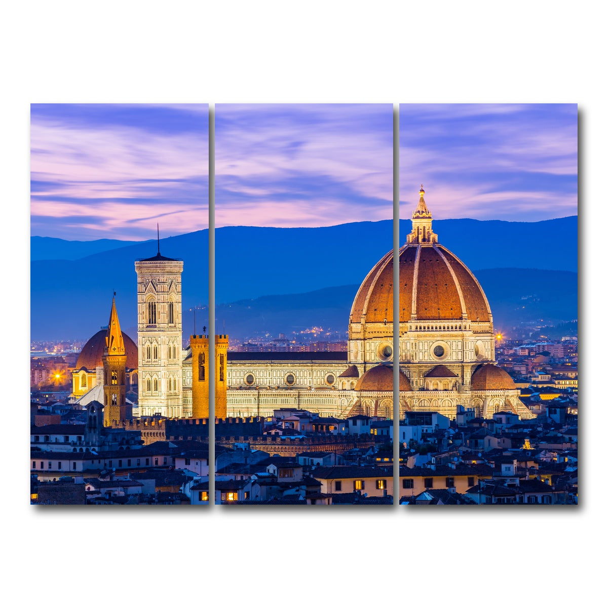 AUTO-MOCKUP WHITE | Duomo of Florence | 3 Piece | Gallery Wrap Canvas | group=8x18