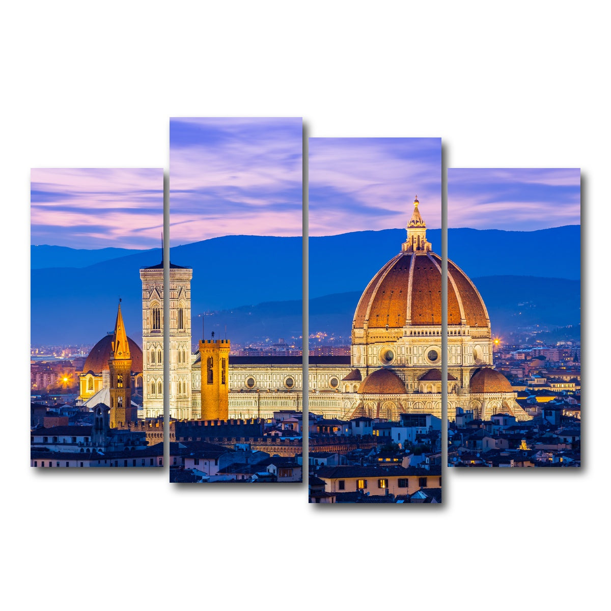 AUTO-MOCKUP WHITE | Duomo of Florence | 4 Piece | Gallery Wrap Canvas | group=4_normal