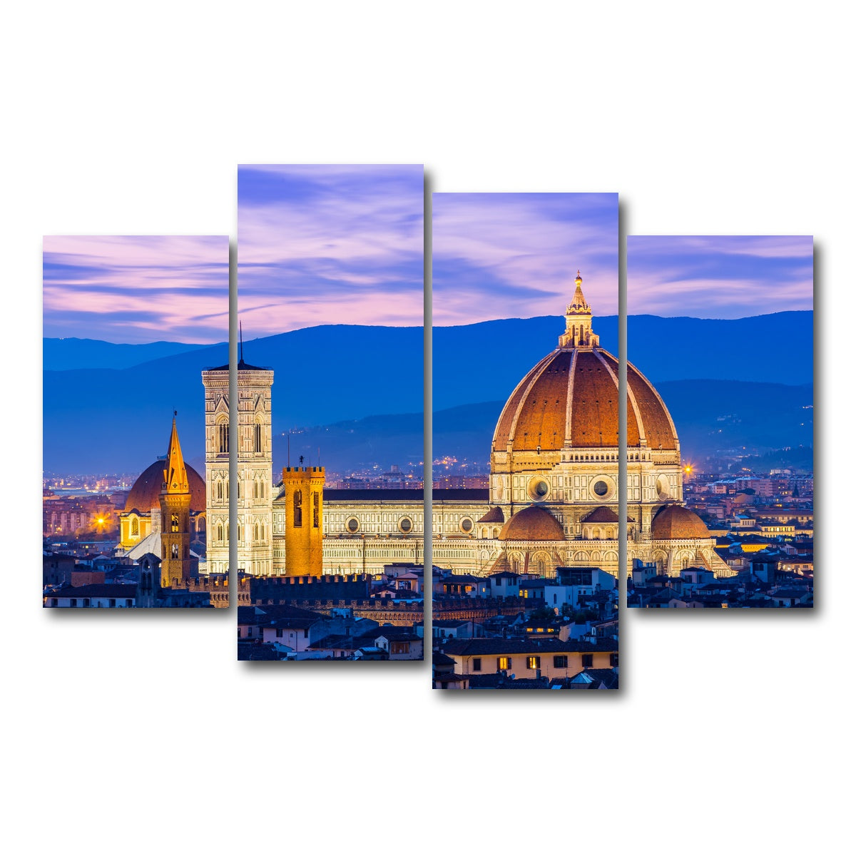 AUTO-MOCKUP WHITE | Duomo of Florence | 4 Piece | Gallery Wrap Canvas | group=4_short