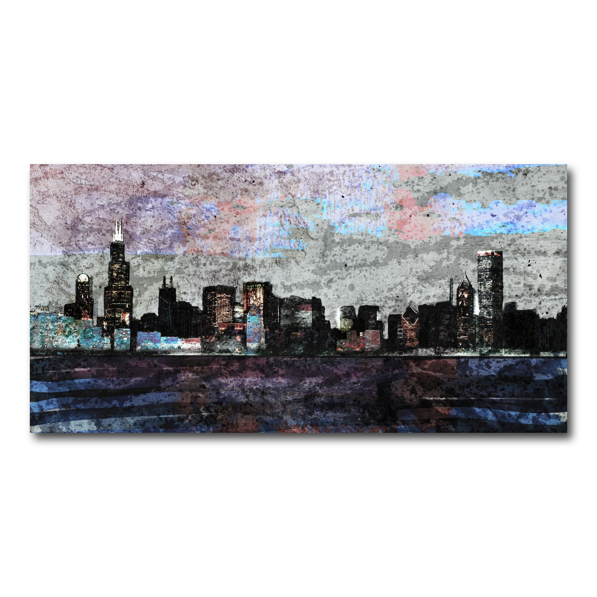 AUTO-MOCKUP WHITE | Dusk chicago skyline | 1 Piece | Gallery Wrap Canvas | group=2x1