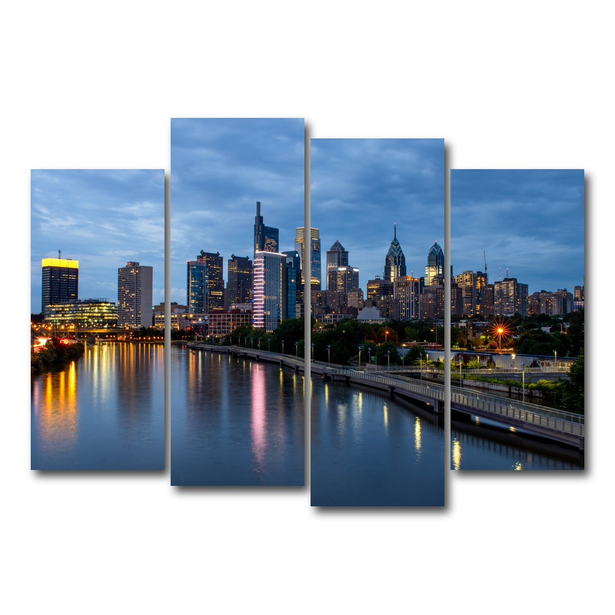 AUTO-MOCKUP WHITE | Dusk in Philadelphia | 4 Piece | Gallery Wrap Canvas | group=4_normal