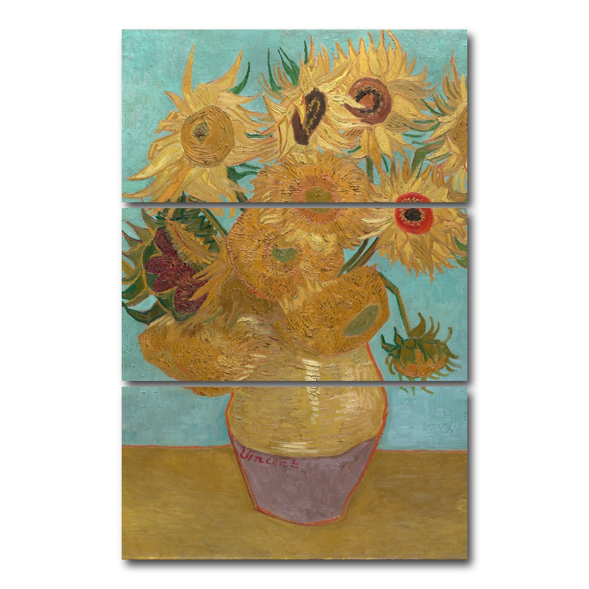 AUTO-MOCKUP WHITE | Dutch Sunflowers | 3 Piece | Gallery Wrap Canvas | group=12x24_stacked