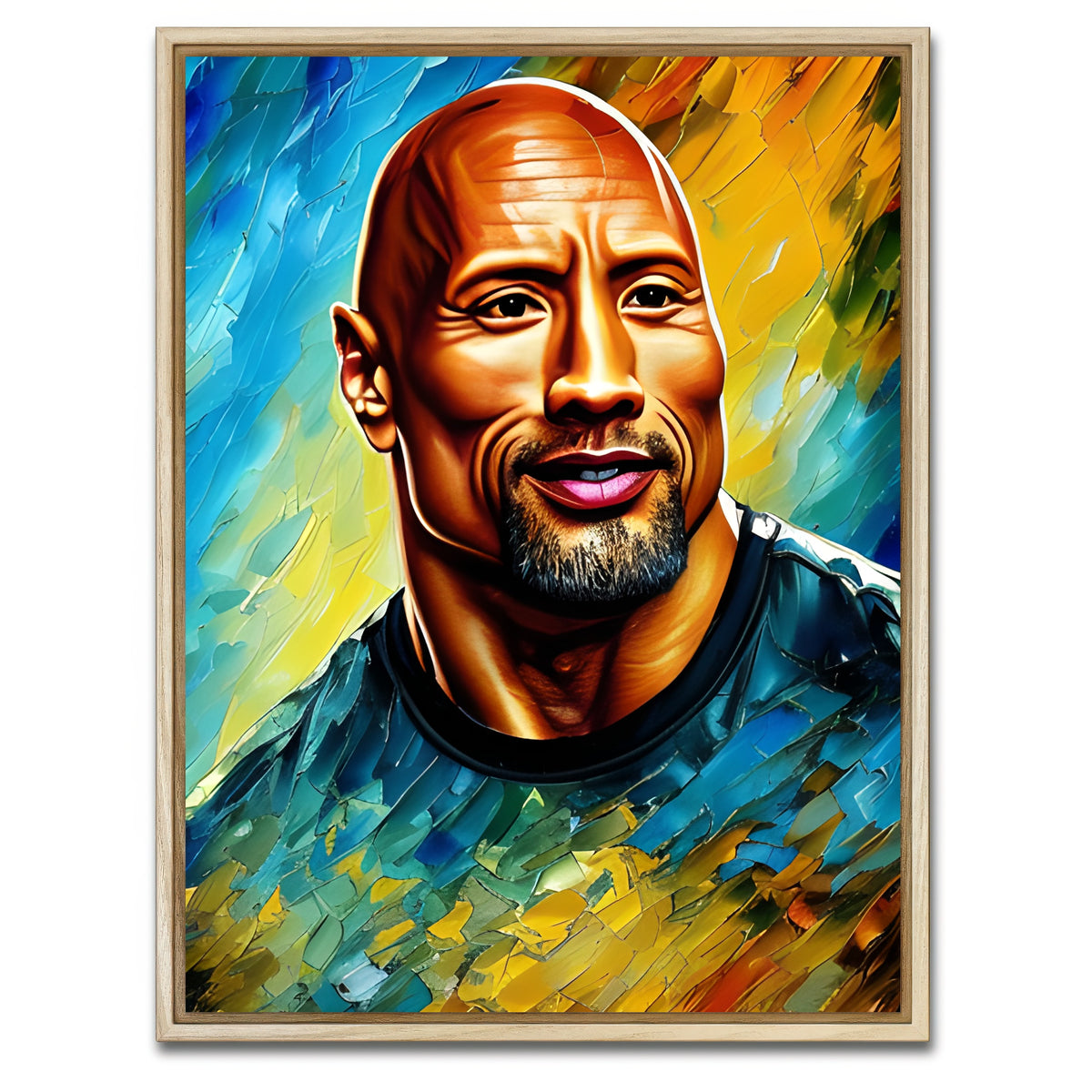 AUTO-MOCKUP WHITE | Dwayne Johnson | 1 Piece | Natural Framed Canvas | group=3x4