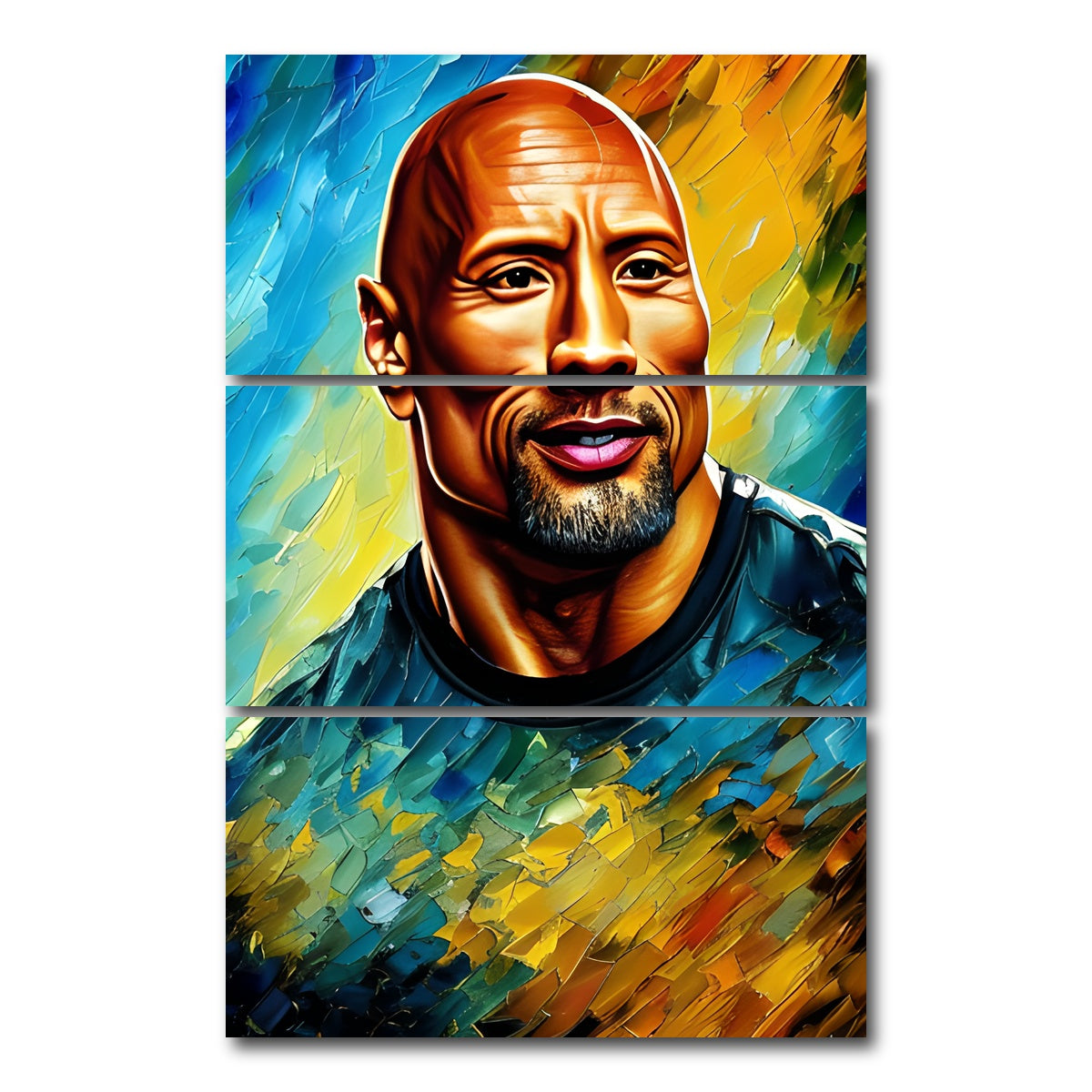 AUTO-MOCKUP WHITE | Dwayne Johnson | 3 Piece | Gallery Wrap Canvas | group=12x24_stacked
