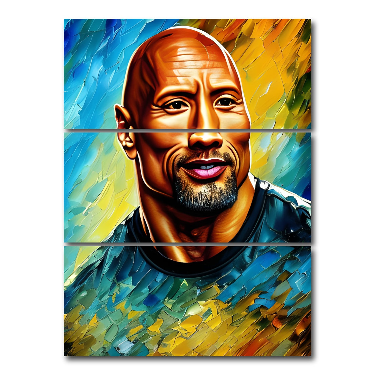AUTO-MOCKUP WHITE | Dwayne Johnson | 3 Piece | Gallery Wrap Canvas | group=8x18_stacked