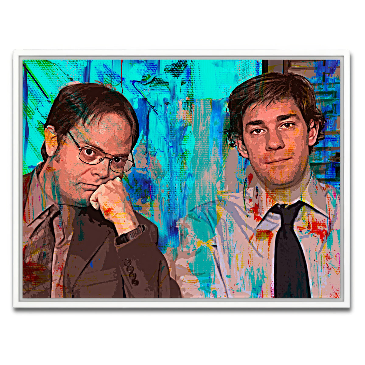 AUTO-MOCKUP WHITE | Dwight & Jim | 1 Piece | White Framed Canvas | group=4x3