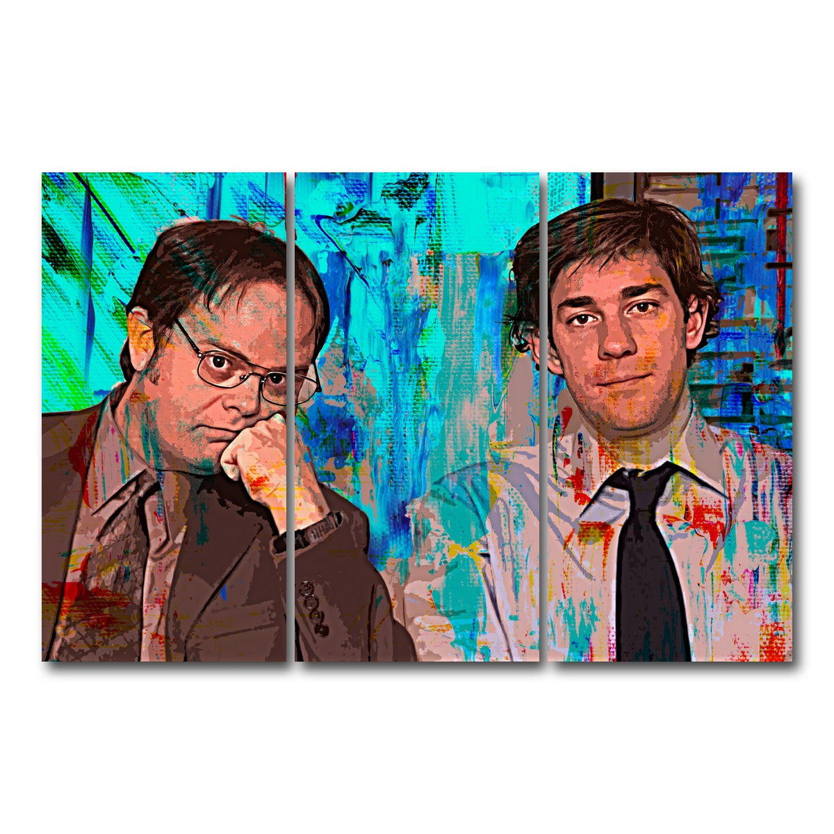 AUTO-MOCKUP WHITE | Dwight & Jim | 3 Piece | Gallery Wrap Canvas | group=12x24