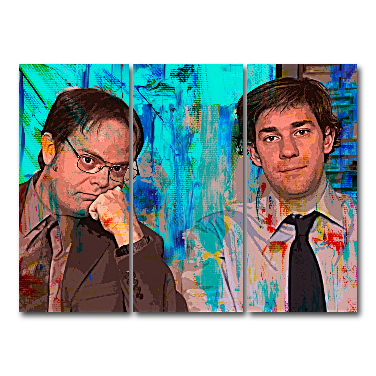 AUTO-MOCKUP WHITE | Dwight & Jim | 3 Piece | Gallery Wrap Canvas | group=8x18