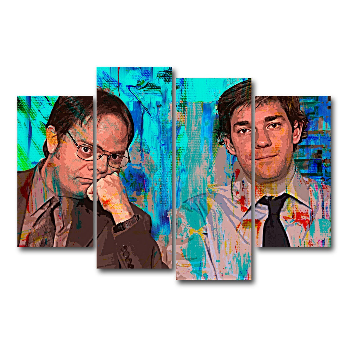 AUTO-MOCKUP WHITE | Dwight & Jim | 4 Piece | Gallery Wrap Canvas | group=4_short