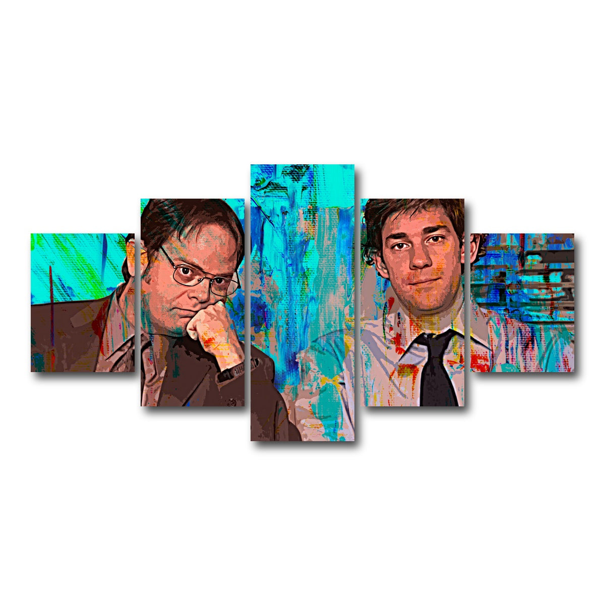 AUTO-MOCKUP WHITE | Dwight & Jim | 5 Piece | Gallery Wrap Canvas | group=5_short