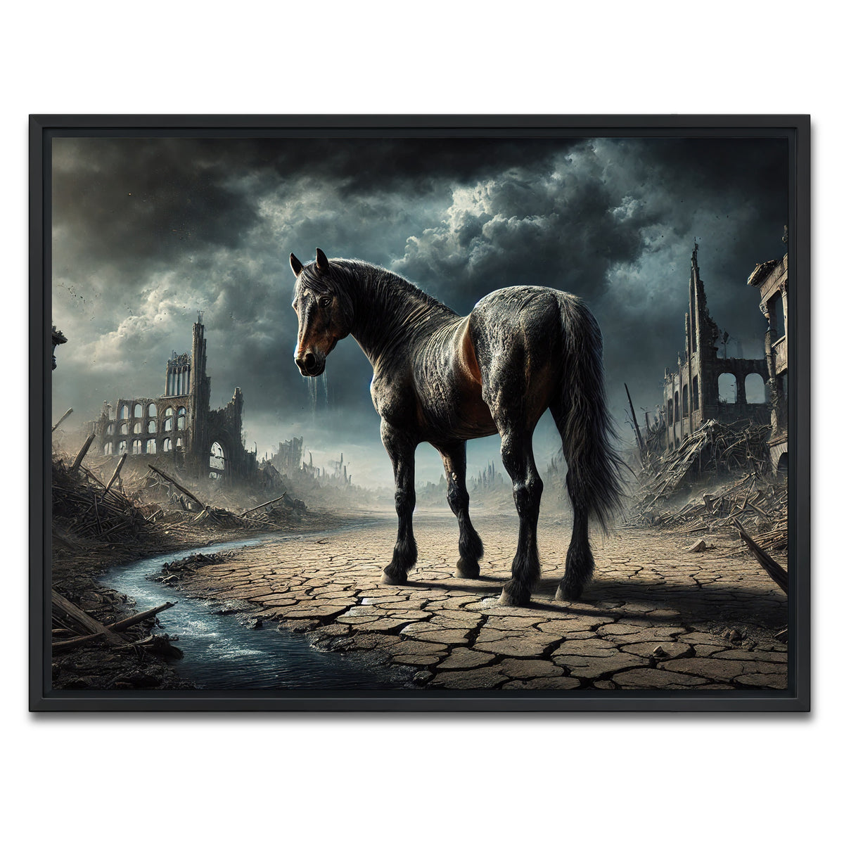 AUTO-MOCKUP WHITE | Dystopian Quarter Horse | 1 Piece | Black Framed Canvas | group=4x3