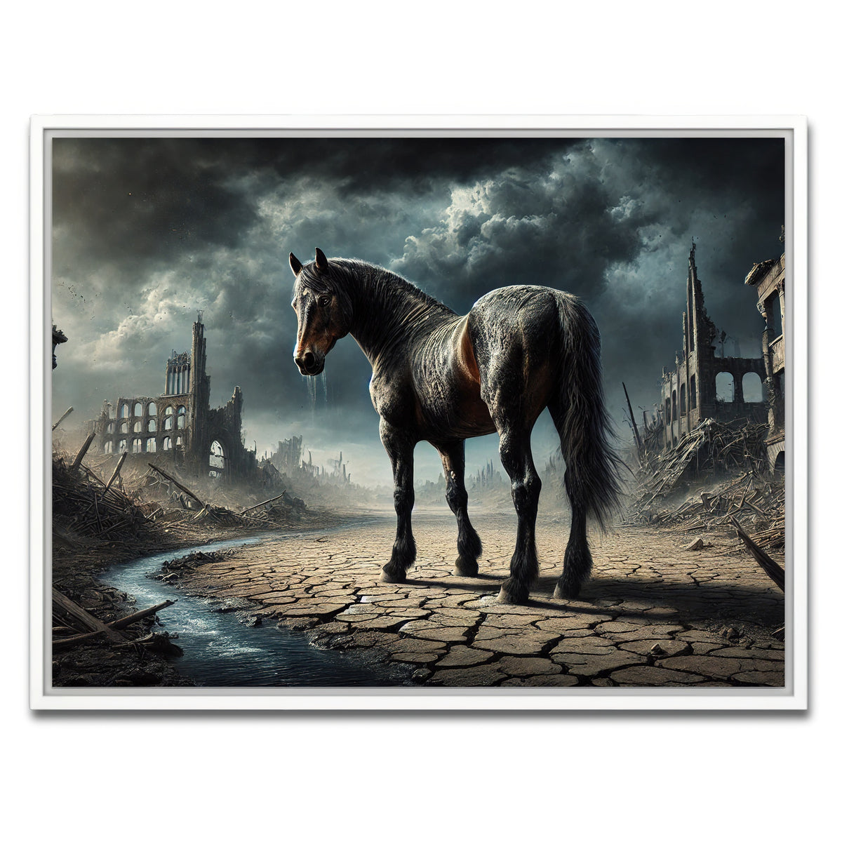 AUTO-MOCKUP WHITE | Dystopian Quarter Horse | 1 Piece | White Framed Canvas | group=4x3