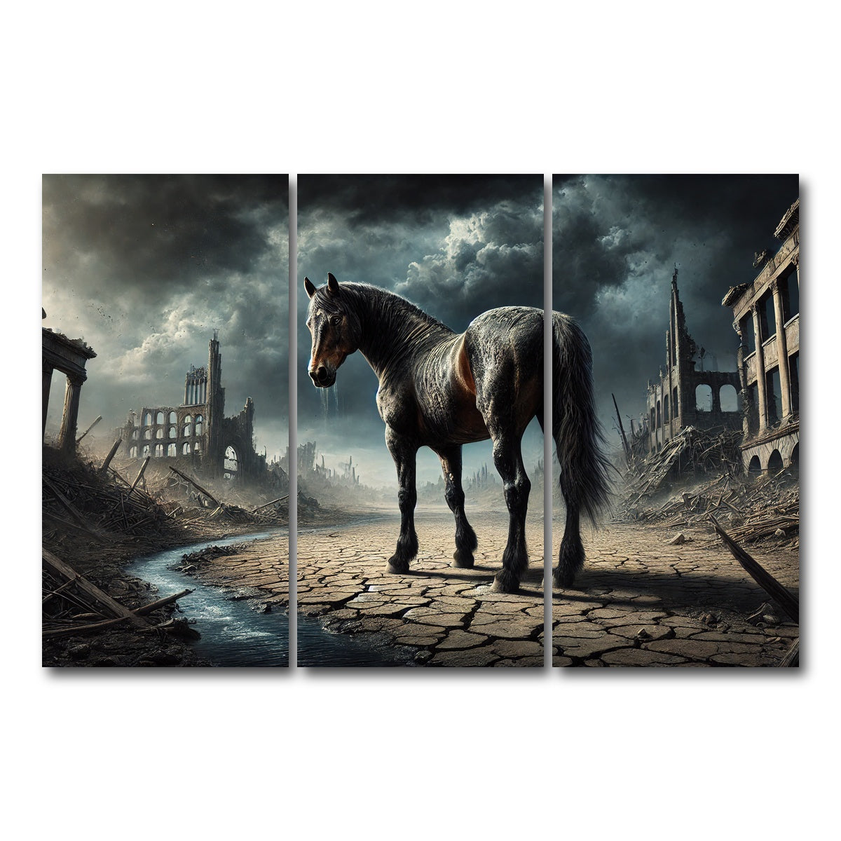 AUTO-MOCKUP WHITE | Dystopian Quarter Horse | 3 Piece | Gallery Wrap Canvas | group=12x24