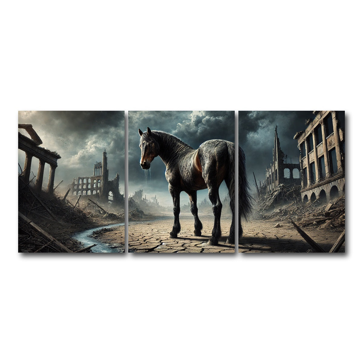 AUTO-MOCKUP WHITE | Dystopian Quarter Horse | 3 Piece | Gallery Wrap Canvas | group=18x24