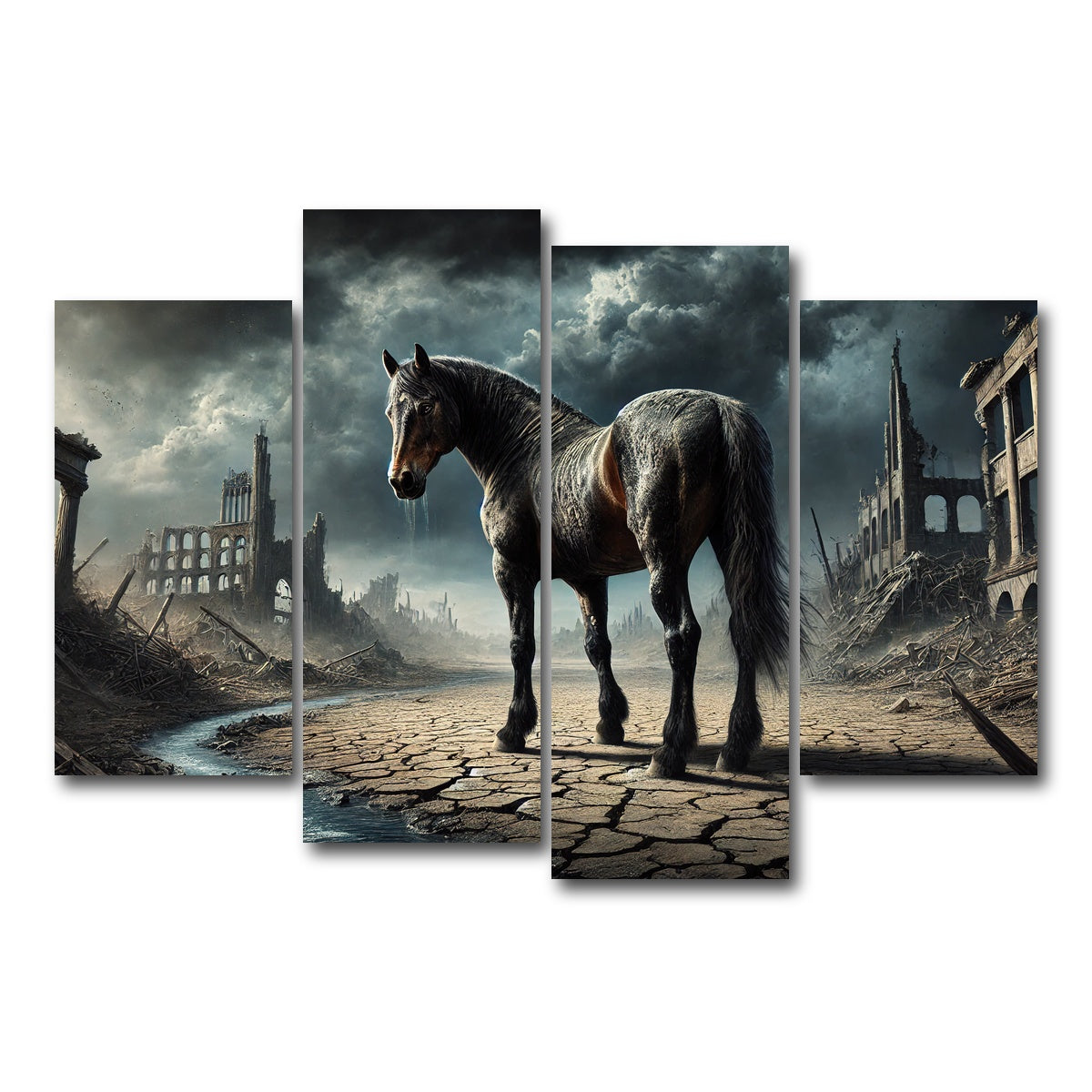 AUTO-MOCKUP WHITE | Dystopian Quarter Horse | 4 Piece | Gallery Wrap Canvas | group=4_short