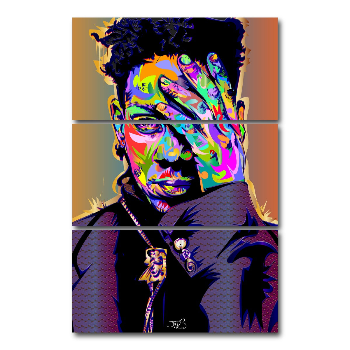 AUTO-MOCKUP WHITE | EVIL BASQUIAT | 3 Piece | Gallery Wrap Canvas | group=12x24_stacked