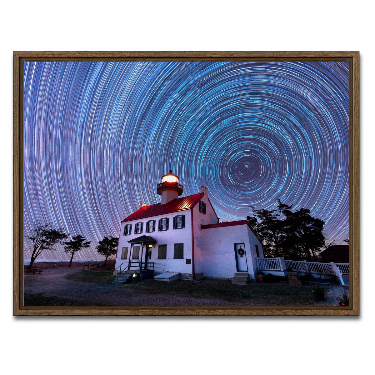 AUTO-MOCKUP WHITE | East Point Lighthouse - Winter Spinnies | 1 Piece | Walnut Framed Canvas | group=4x3