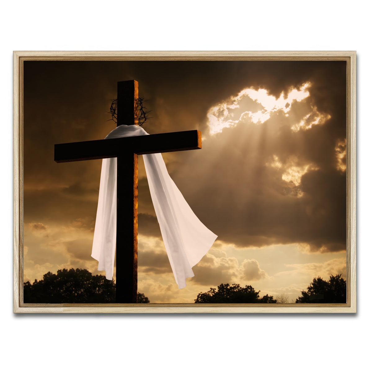 AUTO-MOCKUP WHITE | Easter Cross | 1 Piece | Natural Framed Canvas | group=4x3