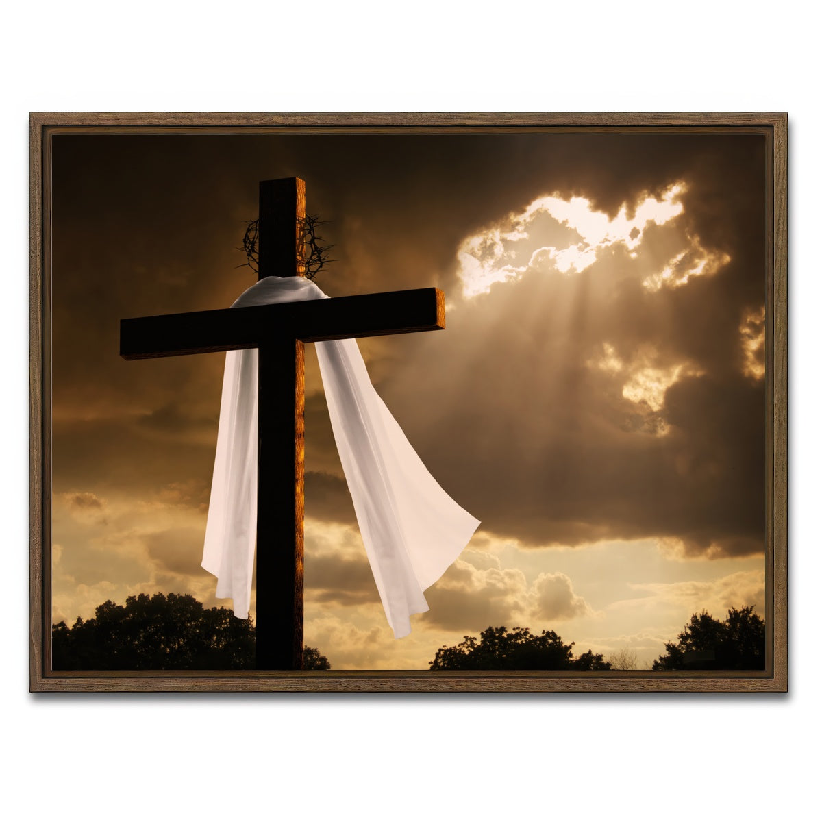 AUTO-MOCKUP WHITE | Easter Cross | 1 Piece | Walnut Framed Canvas | group=4x3
