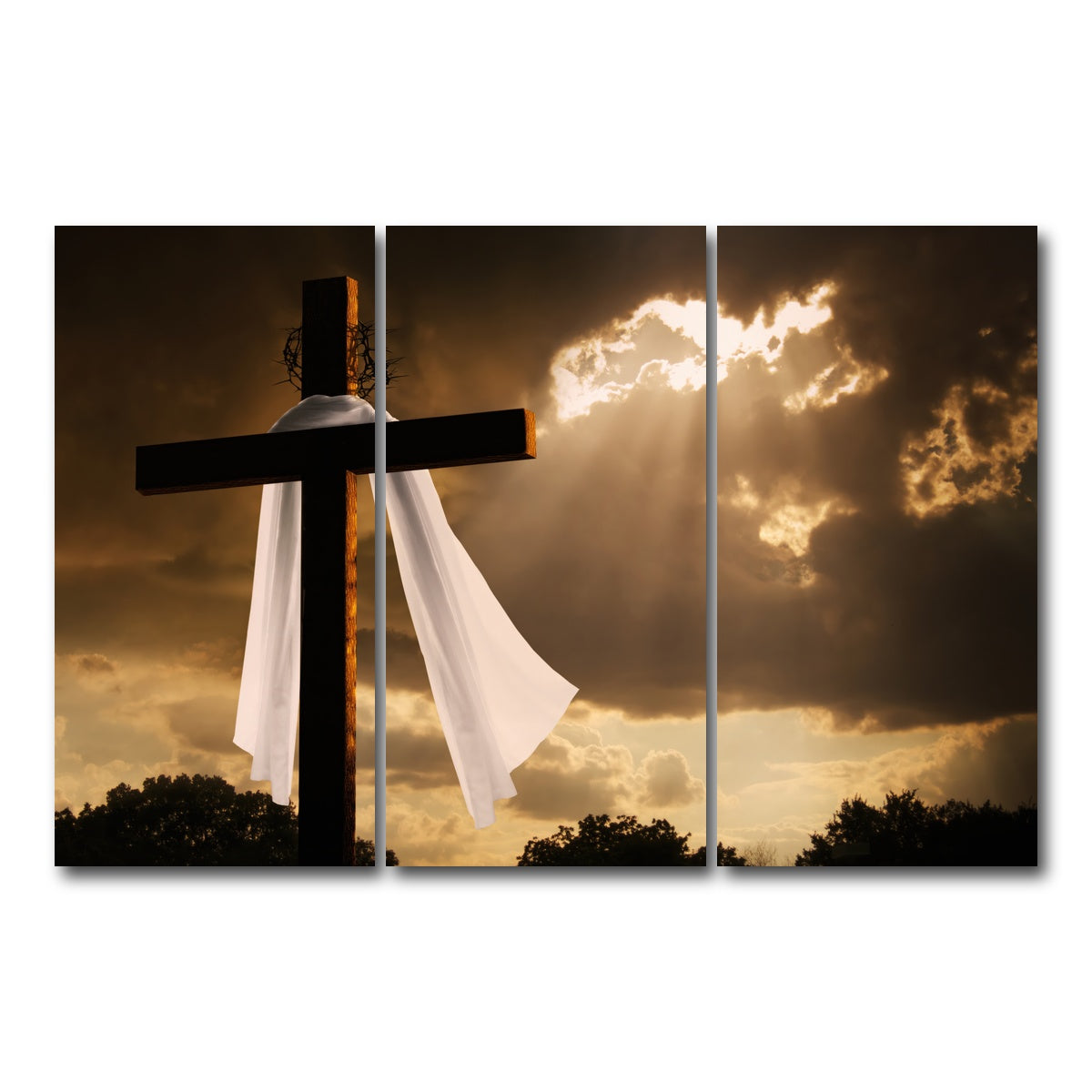AUTO-MOCKUP WHITE | Easter Cross | 3 Piece | Gallery Wrap Canvas | group=12x24