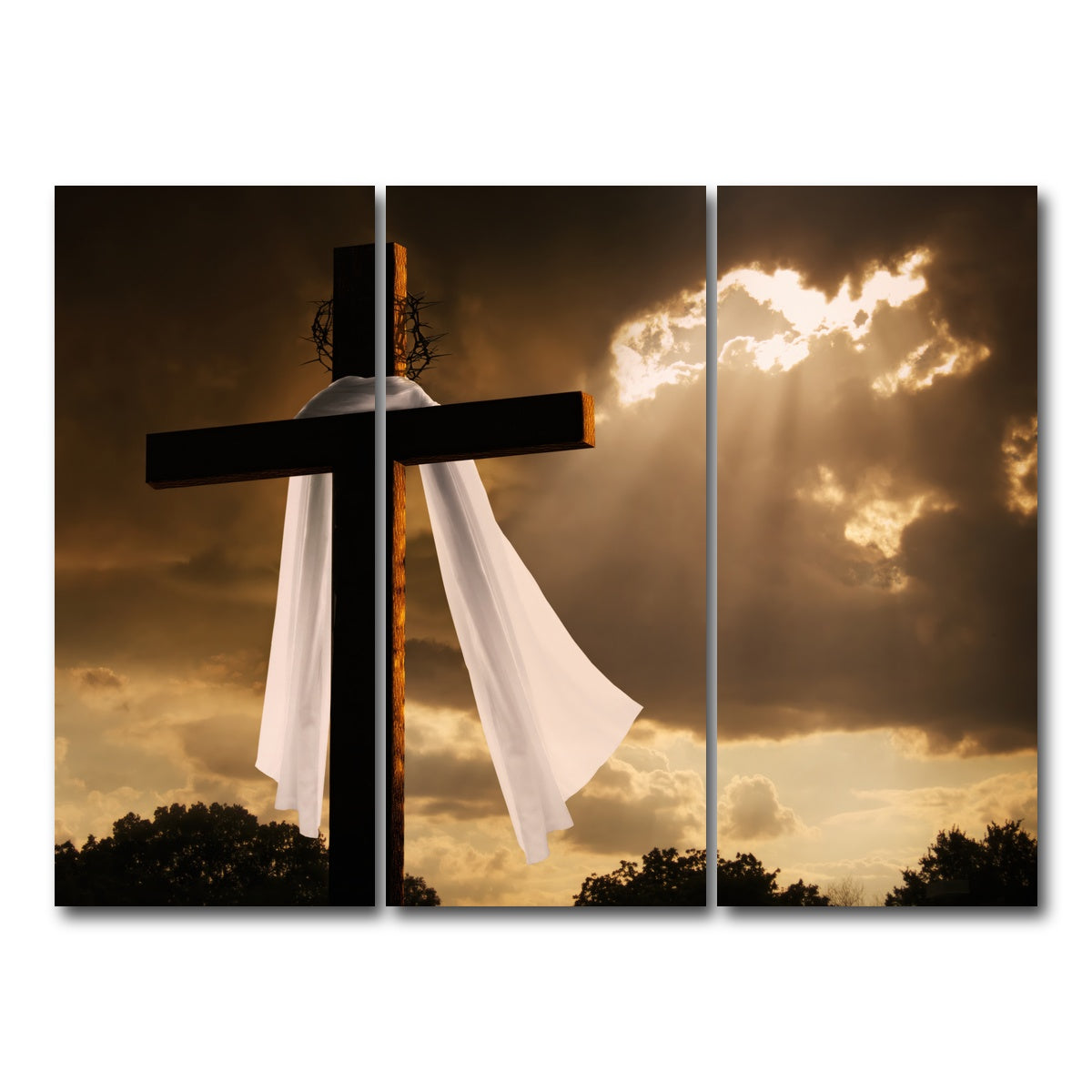 AUTO-MOCKUP WHITE | Easter Cross | 3 Piece | Gallery Wrap Canvas | group=8x18