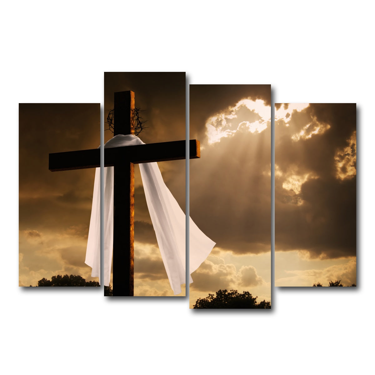 AUTO-MOCKUP WHITE | Easter Cross | 4 Piece | Gallery Wrap Canvas | group=4_normal