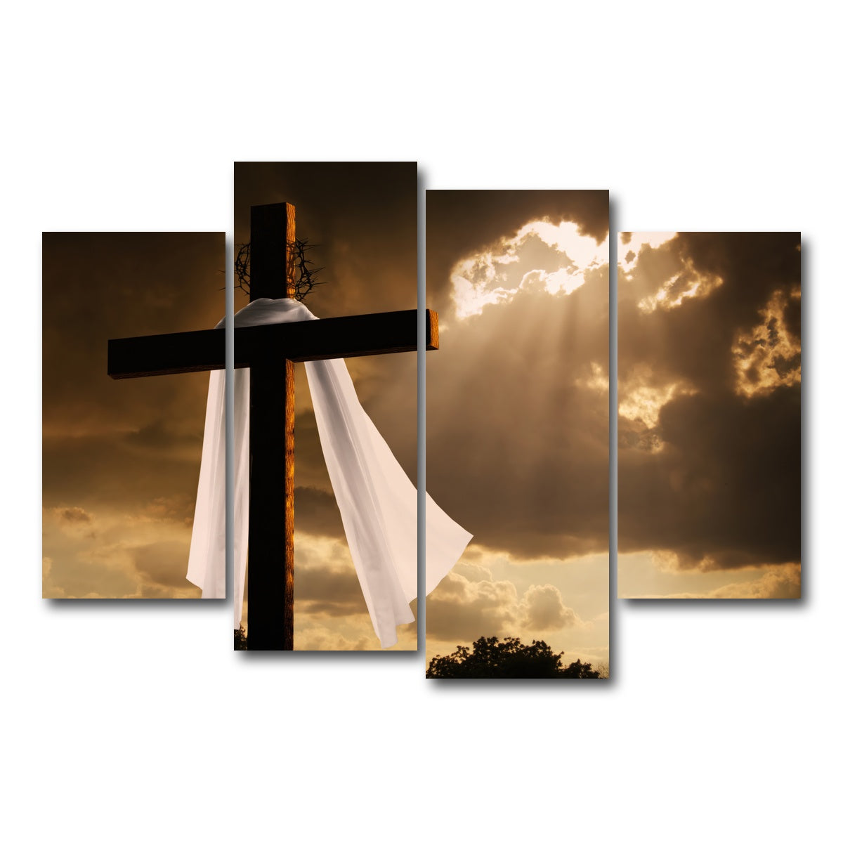 AUTO-MOCKUP WHITE | Easter Cross | 4 Piece | Gallery Wrap Canvas | group=4_short