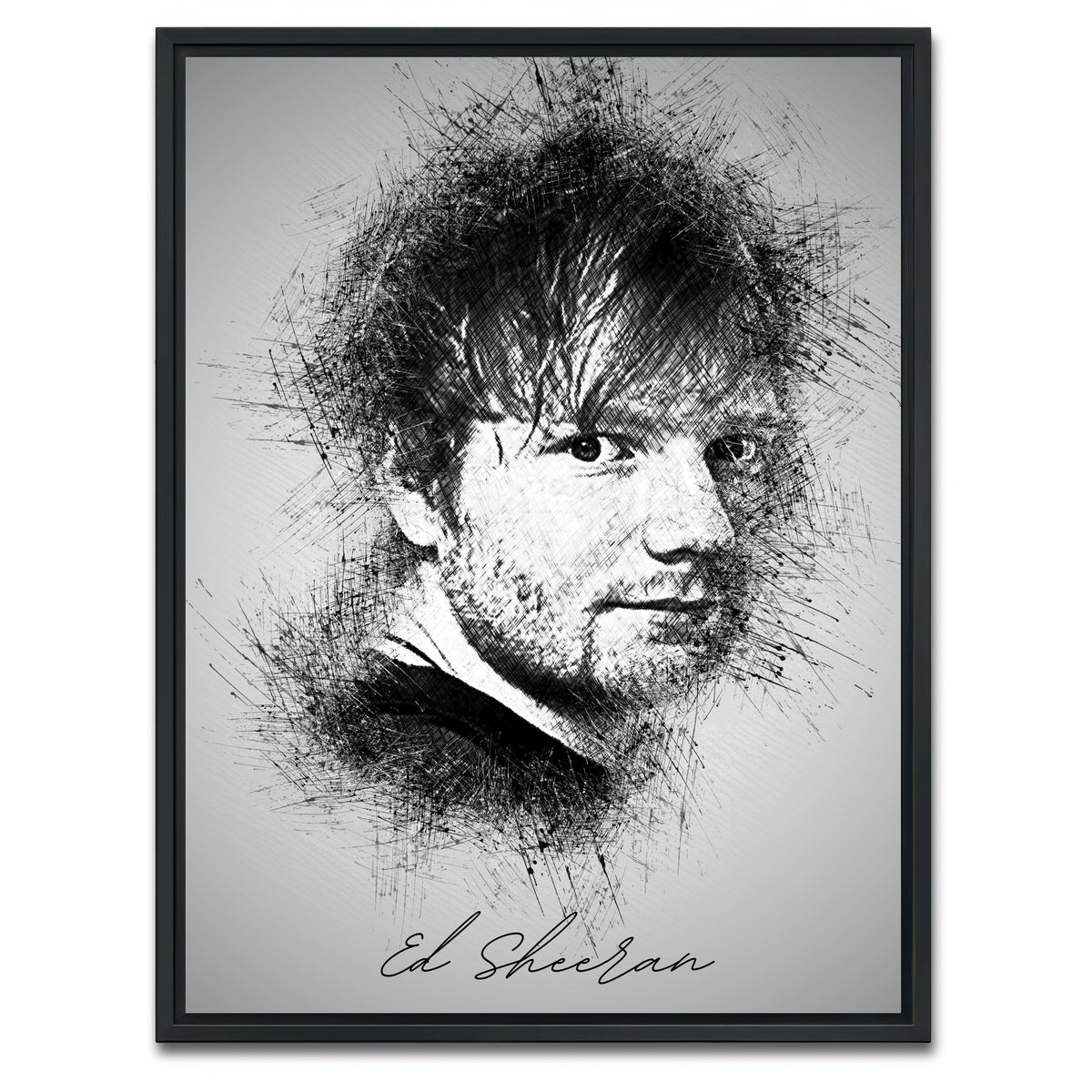 AUTO-MOCKUP WHITE | Ed Sheeran | 1 Piece | Black Framed Canvas | group=3x4