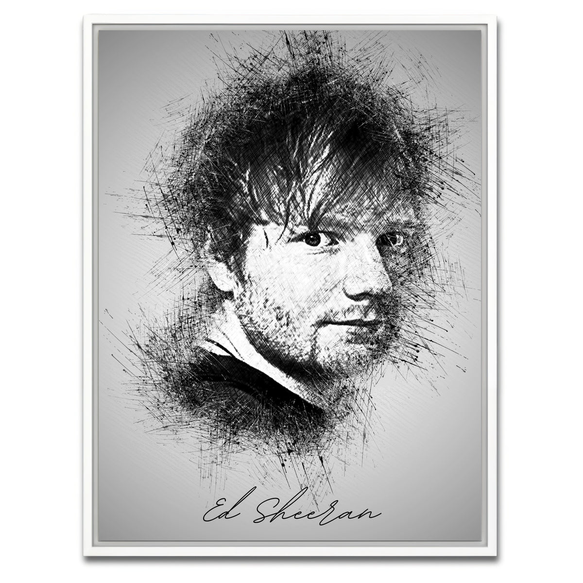 AUTO-MOCKUP WHITE | Ed Sheeran | 1 Piece | White Framed Canvas | group=3x4